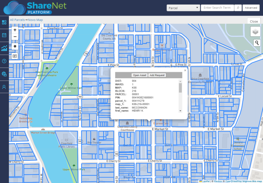 GIS parcel map used for code enforcement inspections in NovoGov
