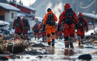 Public works emergency response team documenting storm damage for FEMA-ready work order reporting
