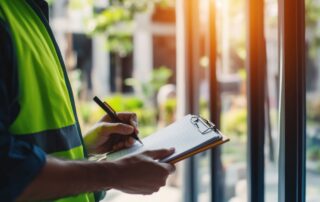 Public works field technician documenting inspection data for reports public works directors need